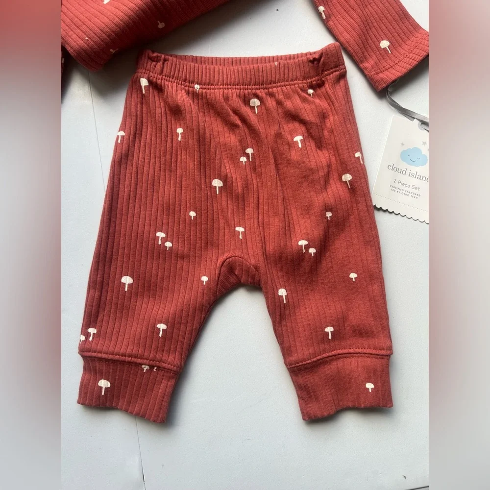 Baby 2pc Neutral Mushroom Wide Ribbed Top & Bottom Set - Cloud Island™